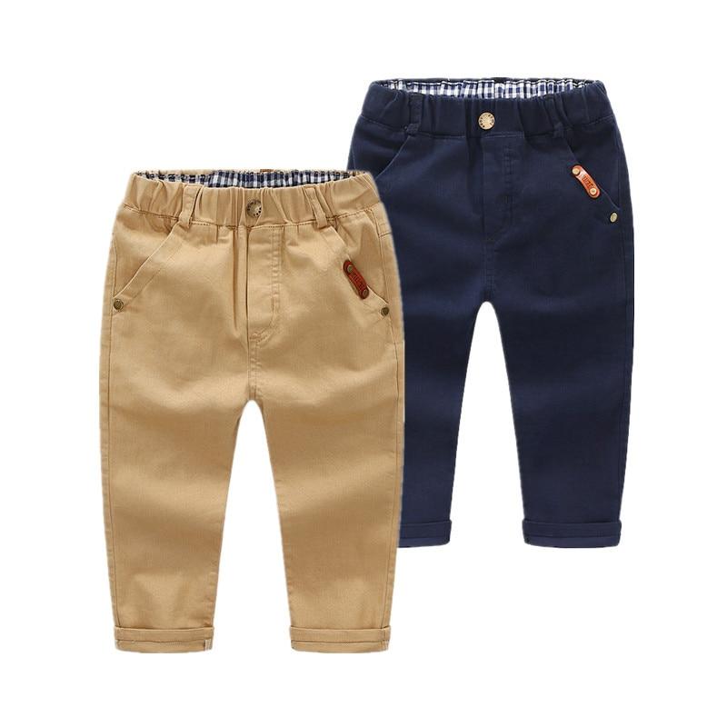 Casual Solid Cotton Elastic Waist Regular Style Boy's pants