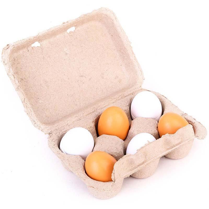 6pcs/Set Wooden Lovely Eggs Toys Educational Kitchen Cooking