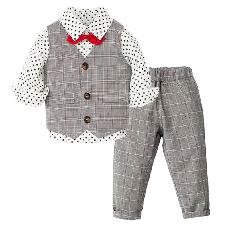 Little Gentleman Vest + Stars Shirt + Trousers