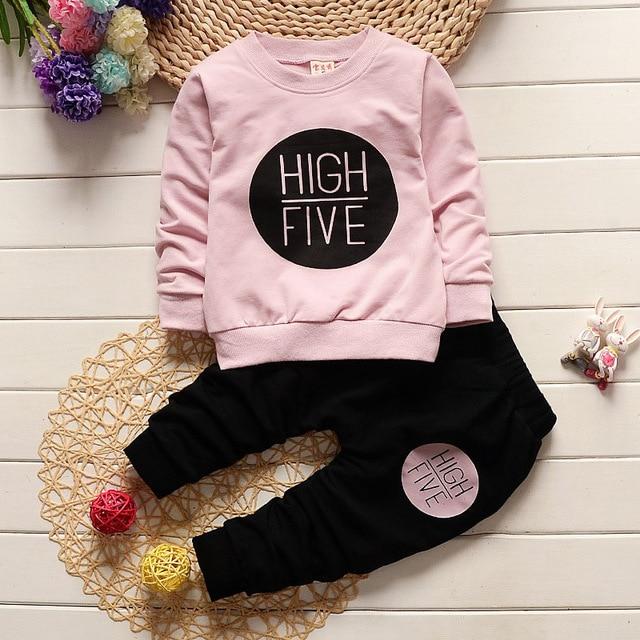 Long sleeves Leisure t shirt+ Pant 2pcs kids clothes set