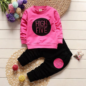 Long sleeves Leisure t shirt+ Pant 2pcs kids clothes set